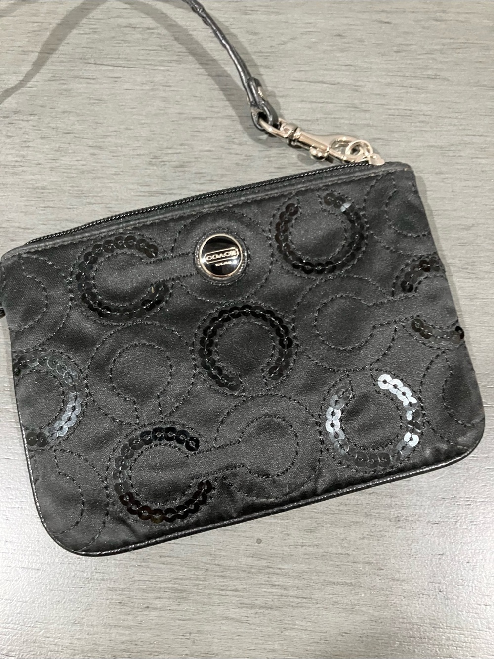 Coach Black Sequin Signature Wristlet